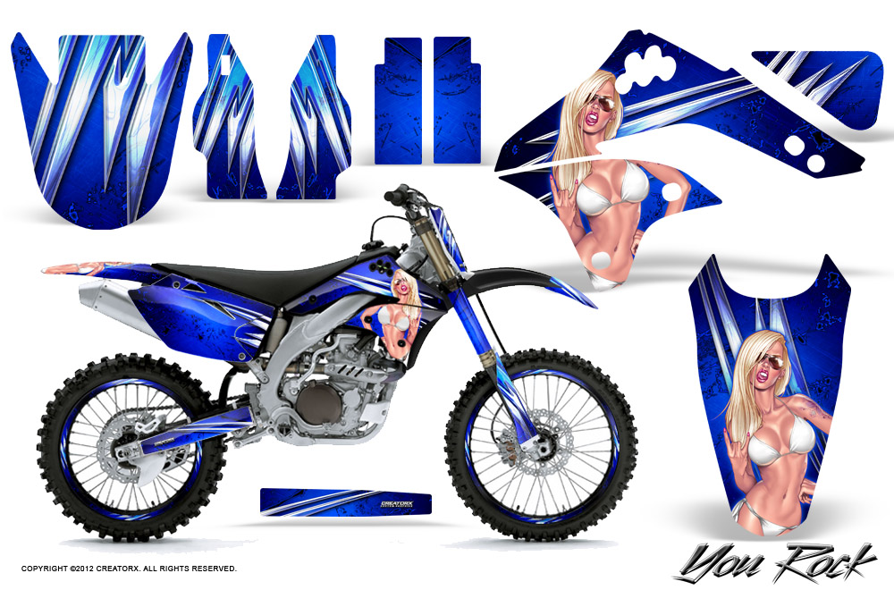 Kawasaki KX450F 06 08 Graphics Kit You Rock Blue NP Rims